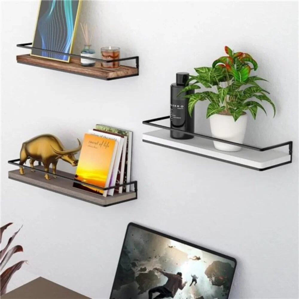 Meangood Floating Shelves Wall Mounted Set of 2, Rustic Wood Wall Storage new